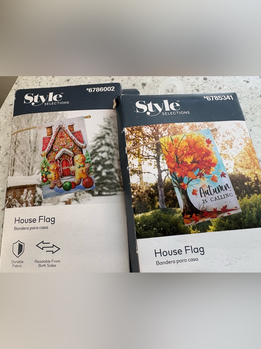 Set of Seasonal House Flags, Autumn and Christmas - NEW